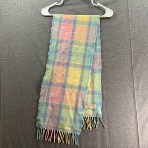James Pringle Weavers 100% Pure New Wool Multicolor Plaid Scarf made in Scotland